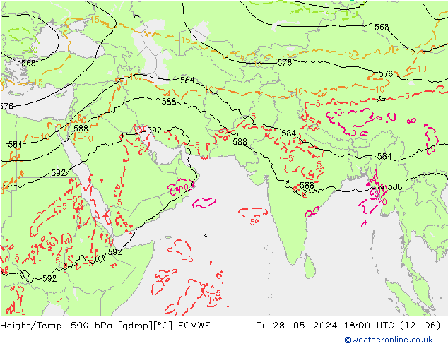 Z500/Yağmur (+YB)/Z850 ECMWF Sa 28.05.2024 18 UTC