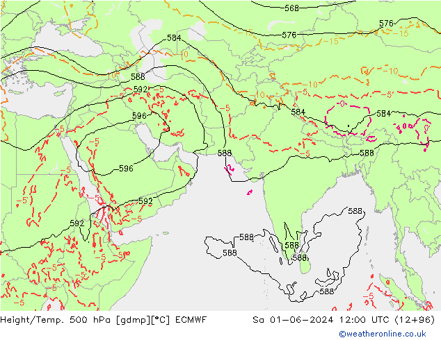 Z500/Rain (+SLP)/Z850 ECMWF Sa 01.06.2024 12 UTC