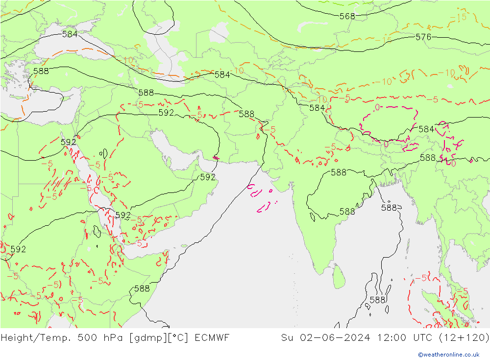 Z500/Rain (+SLP)/Z850 ECMWF dim 02.06.2024 12 UTC