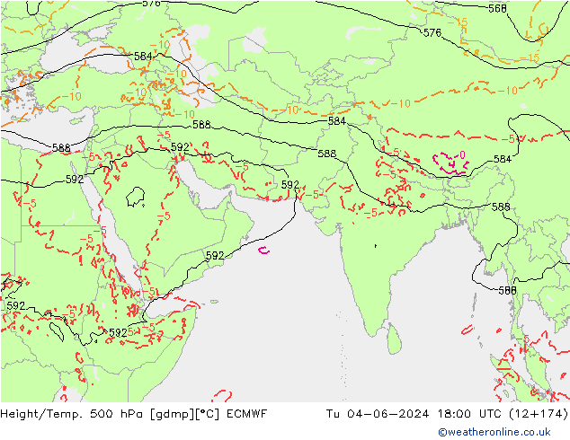 Z500/Rain (+SLP)/Z850 ECMWF Út 04.06.2024 18 UTC