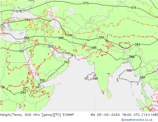 Z500/Rain (+SLP)/Z850 ECMWF mer 05.06.2024 18 UTC