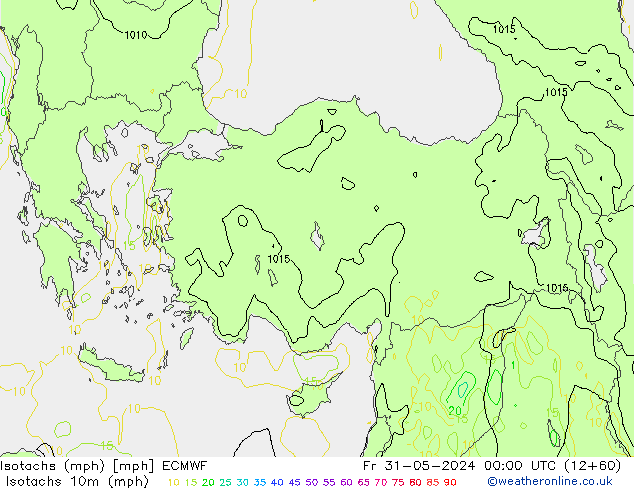 Isotachs (mph) ECMWF Fr 31.05.2024 00 UTC