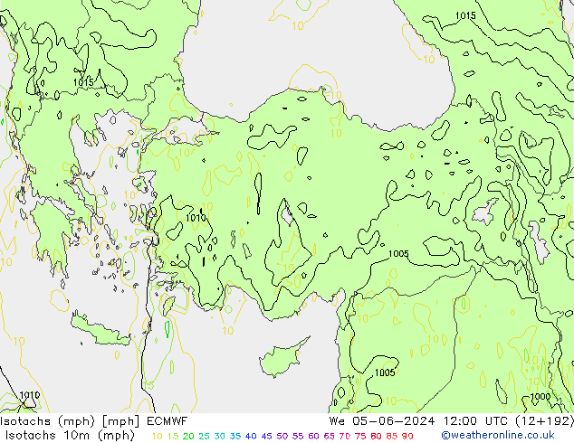 Isotachs (mph) ECMWF We 05.06.2024 12 UTC