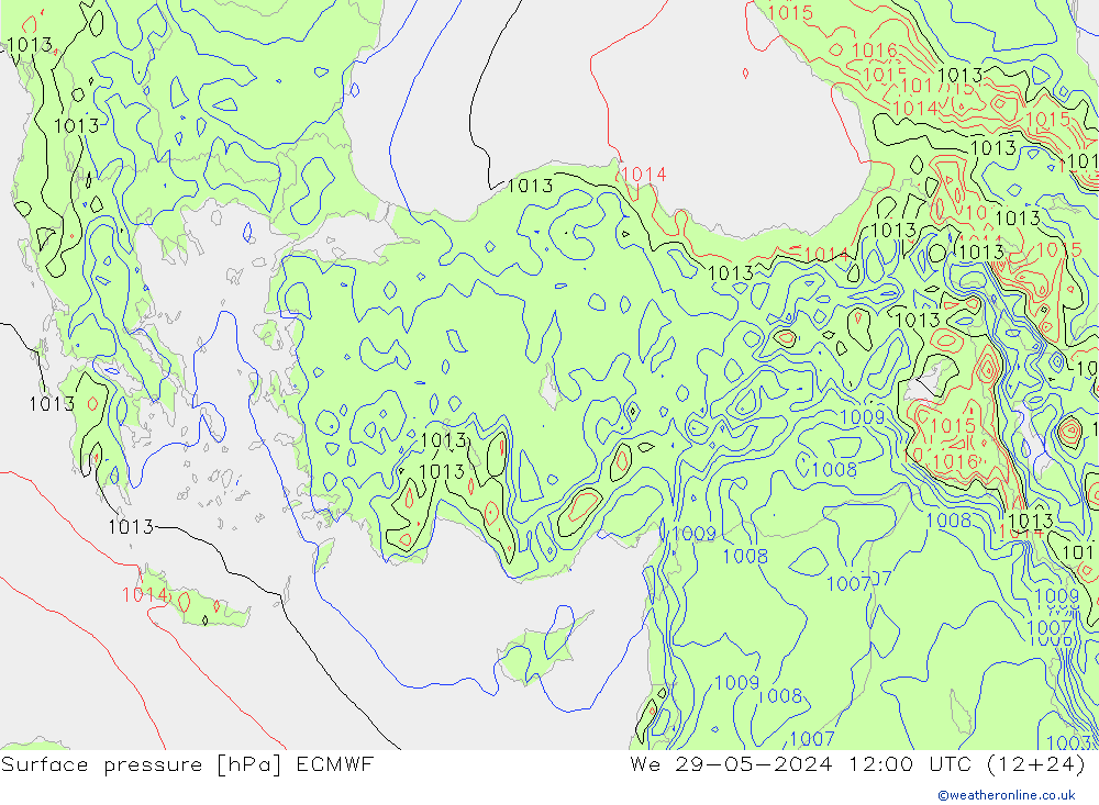 Surface pressure ECMWF We 29.05.2024 12 UTC