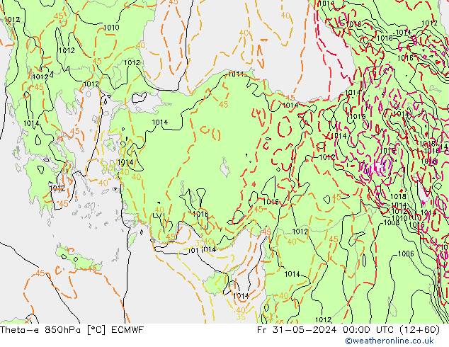 Theta-e 850hPa ECMWF Fr 31.05.2024 00 UTC