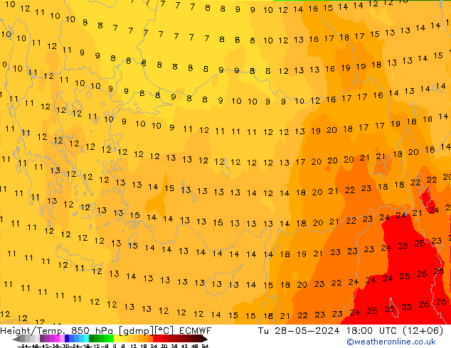 Z500/Rain (+SLP)/Z850 ECMWF mar 28.05.2024 18 UTC