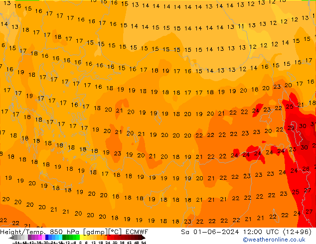 Z500/Rain (+SLP)/Z850 ECMWF so. 01.06.2024 12 UTC