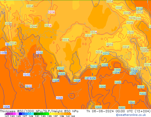 Thck 850-1000 hPa ECMWF jeu 06.06.2024 00 UTC