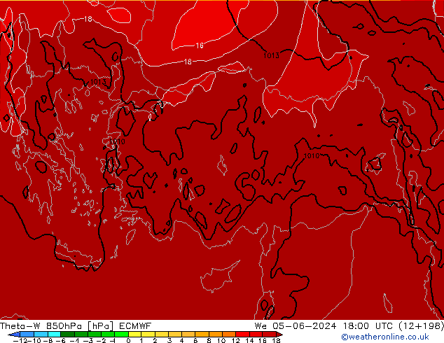 Theta-W 850hPa ECMWF mer 05.06.2024 18 UTC