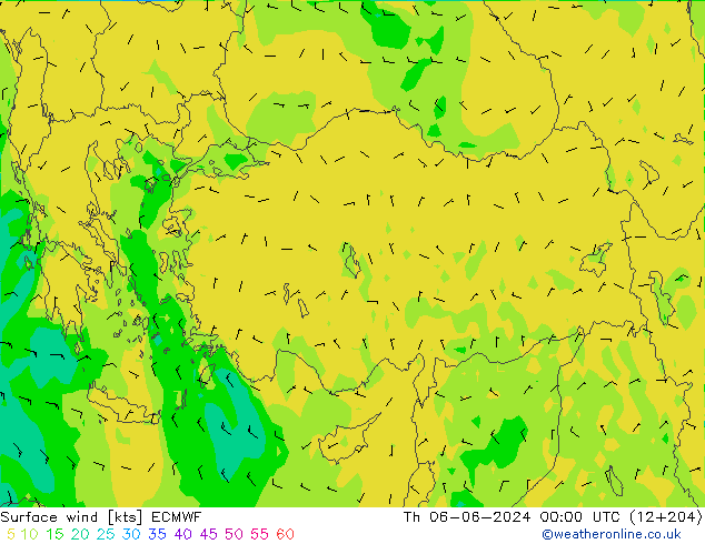 Vent 10 m ECMWF jeu 06.06.2024 00 UTC