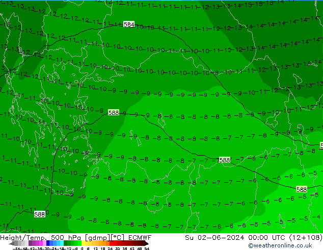 Z500/Regen(+SLP)/Z850 ECMWF zo 02.06.2024 00 UTC