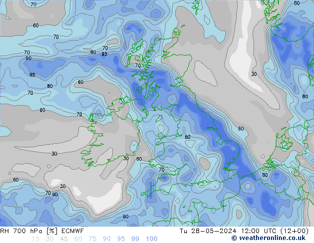 RV 700 hPa ECMWF di 28.05.2024 12 UTC