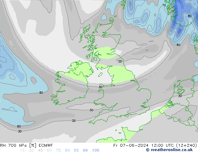 RH 700 hPa ECMWF Sex 07.06.2024 12 UTC