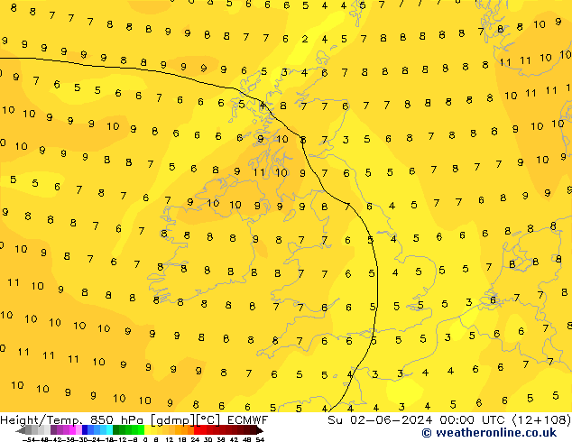 Z500/Rain (+SLP)/Z850 ECMWF dim 02.06.2024 00 UTC