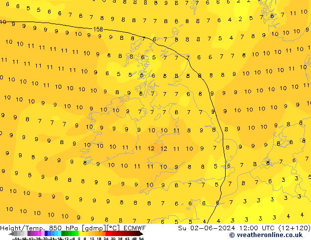 Z500/Rain (+SLP)/Z850 ECMWF nie. 02.06.2024 12 UTC