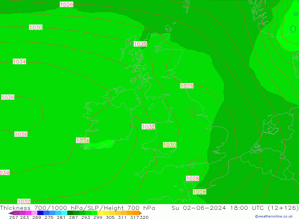 Thck 700-1000 hPa ECMWF nie. 02.06.2024 18 UTC