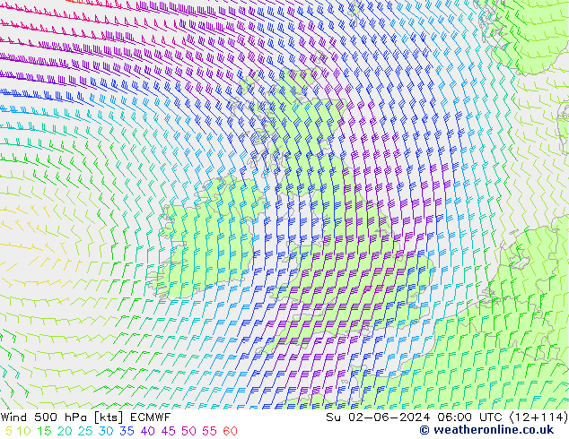Wind 500 hPa ECMWF Ne 02.06.2024 06 UTC