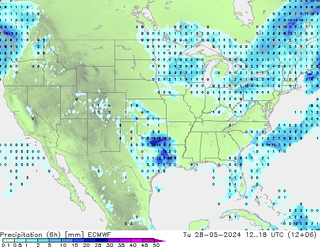 Yağış (6h) ECMWF Sa 28.05.2024 18 UTC