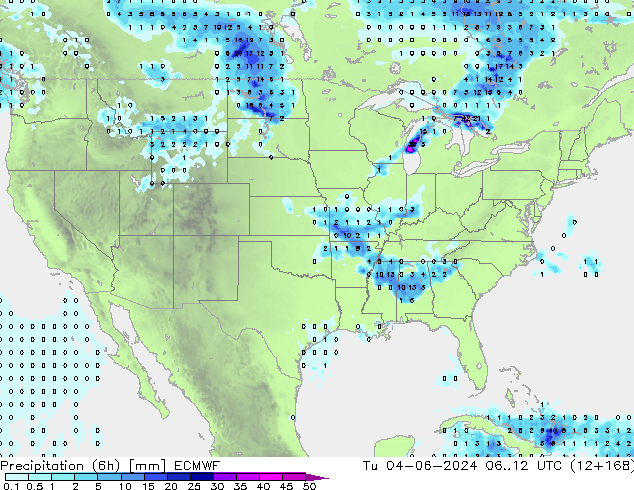 Z500/Yağmur (+YB)/Z850 ECMWF Sa 04.06.2024 12 UTC