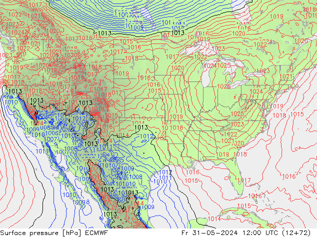 Pressione al suolo ECMWF ven 31.05.2024 12 UTC