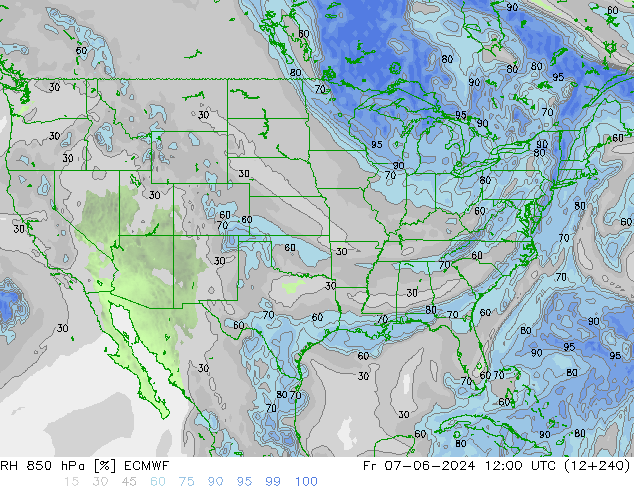 RH 850 hPa ECMWF pt. 07.06.2024 12 UTC