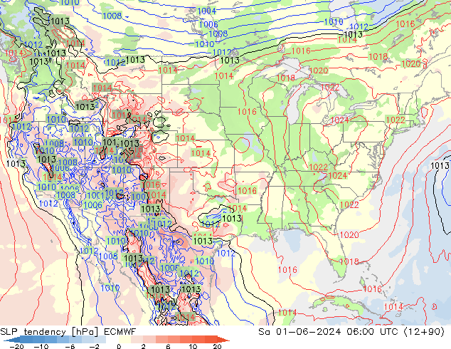 SLP tendency ECMWF Sa 01.06.2024 06 UTC