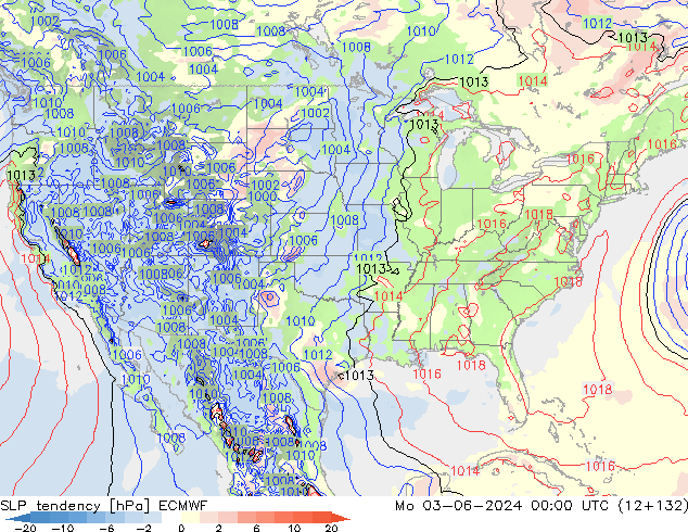 Tendenza di Pressione ECMWF lun 03.06.2024 00 UTC