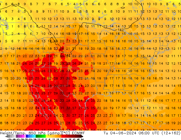 Z500/Rain (+SLP)/Z850 ECMWF Út 04.06.2024 06 UTC