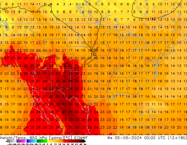 Z500/Yağmur (+YB)/Z850 ECMWF Çar 05.06.2024 00 UTC