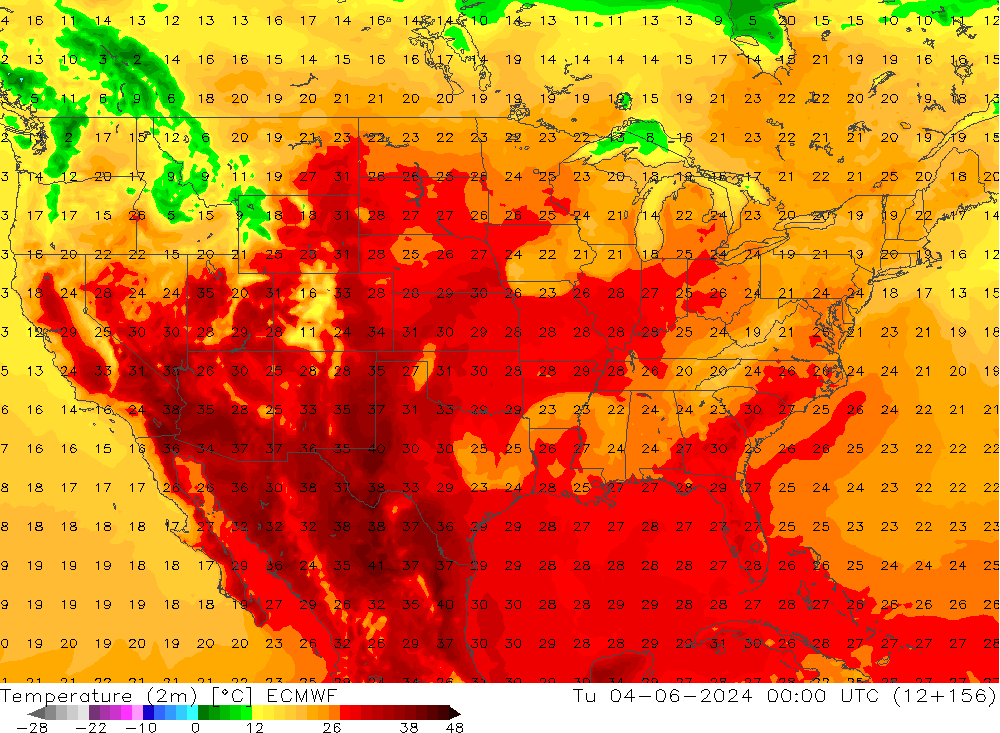 Temperatura (2m) ECMWF Ter 04.06.2024 00 UTC