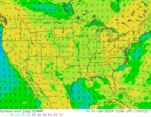 Surface wind ECMWF Fr 31.05.2024 12 UTC