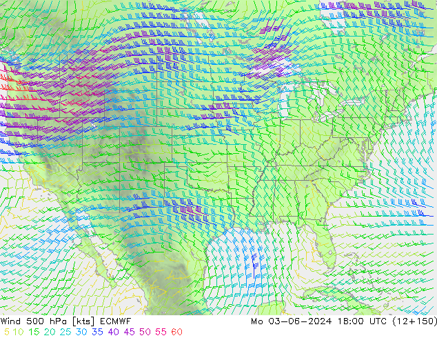 Rüzgar 500 hPa ECMWF Pzt 03.06.2024 18 UTC