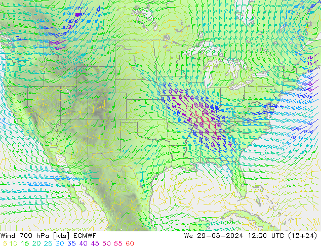 Viento 700 hPa ECMWF mié 29.05.2024 12 UTC