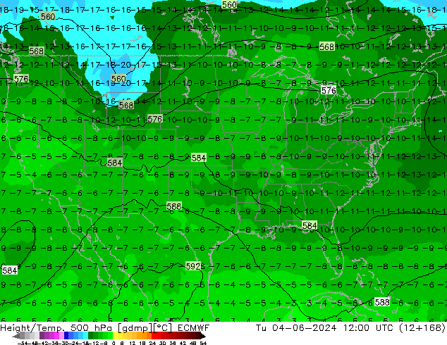 Z500/Yağmur (+YB)/Z850 ECMWF Sa 04.06.2024 12 UTC