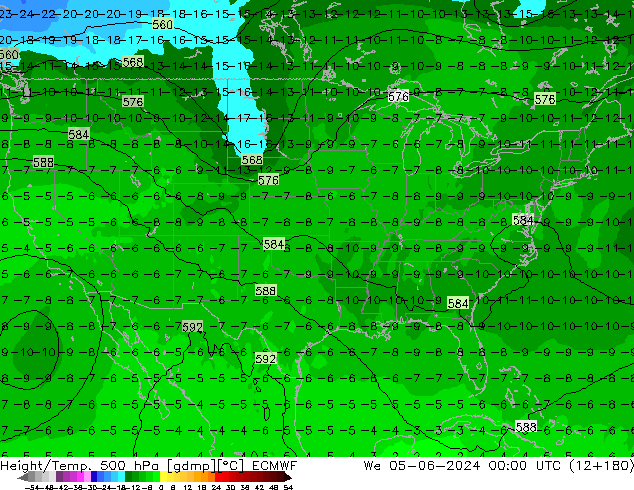 Z500/Yağmur (+YB)/Z850 ECMWF Çar 05.06.2024 00 UTC