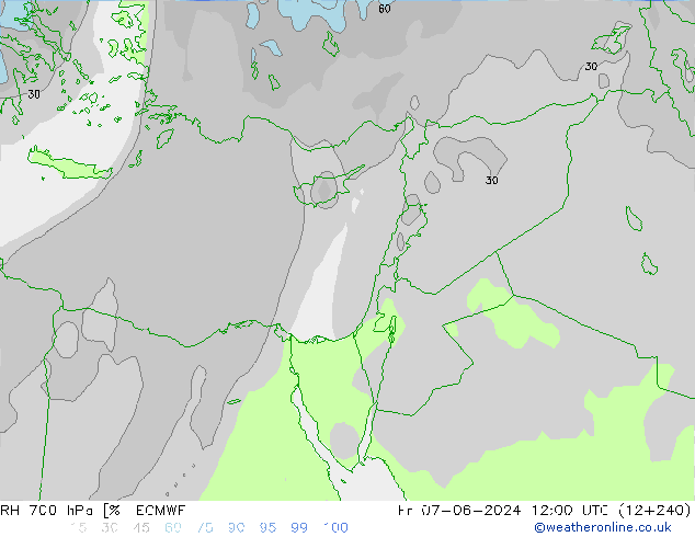 RH 700 hPa ECMWF ven 07.06.2024 12 UTC