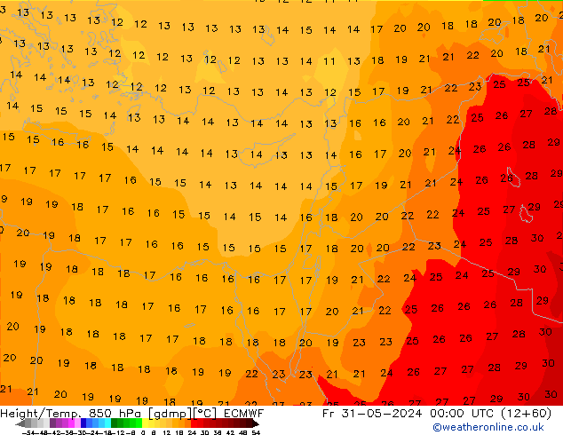 Z500/Rain (+SLP)/Z850 ECMWF ven 31.05.2024 00 UTC