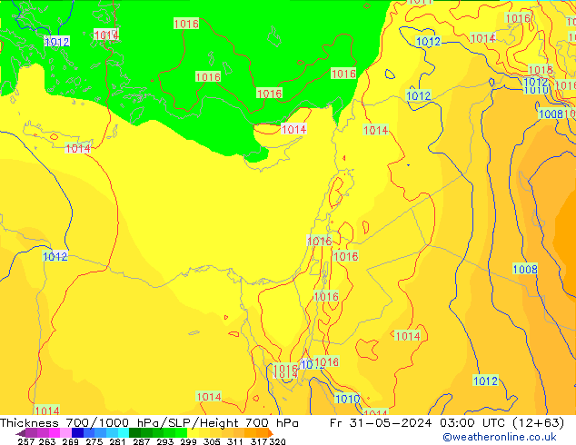 Thck 700-1000 hPa ECMWF Fr 31.05.2024 03 UTC