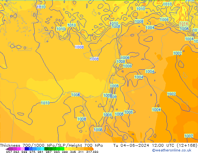 Thck 700-1000 hPa ECMWF Ter 04.06.2024 12 UTC
