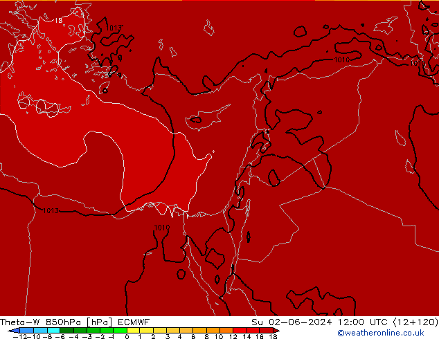 Theta-W 850hPa ECMWF dim 02.06.2024 12 UTC
