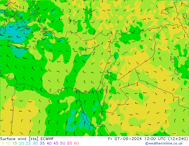 Surface wind ECMWF Fr 07.06.2024 12 UTC