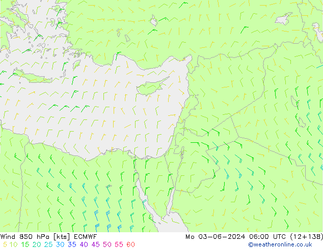 Wind 850 hPa ECMWF Mo 03.06.2024 06 UTC