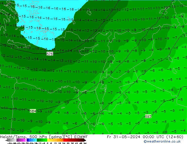 Z500/Rain (+SLP)/Z850 ECMWF ven 31.05.2024 00 UTC