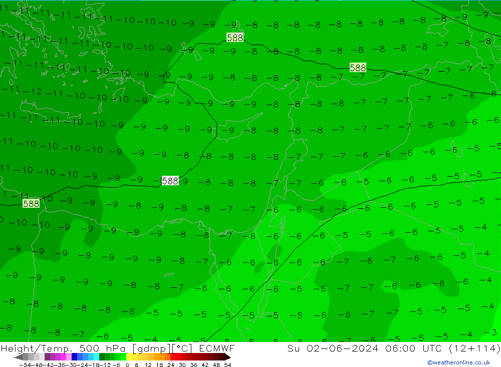 Z500/Rain (+SLP)/Z850 ECMWF Su 02.06.2024 06 UTC