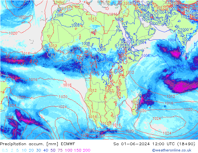 Totale neerslag ECMWF za 01.06.2024 12 UTC