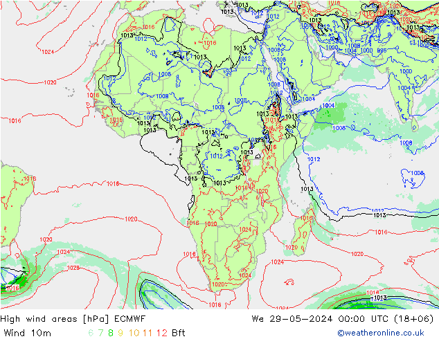 High wind areas ECMWF  29.05.2024 00 UTC