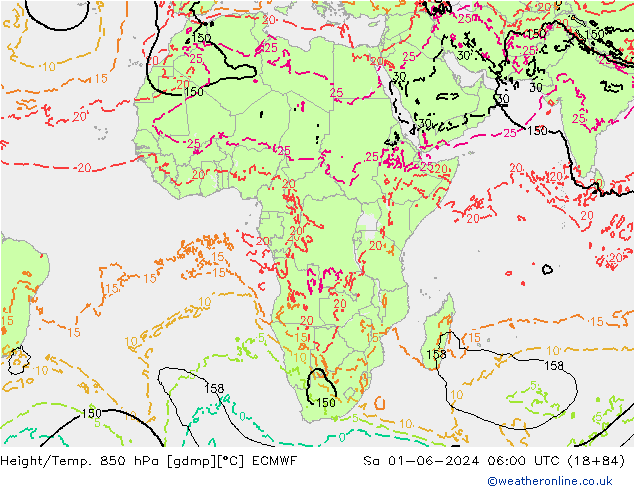 Height/Temp. 850 hPa ECMWF Sáb 01.06.2024 06 UTC