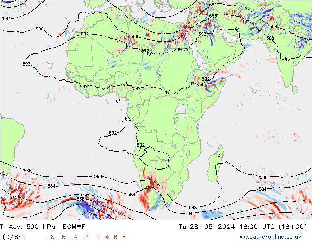 T-Adv. 500 hPa ECMWF di 28.05.2024 18 UTC