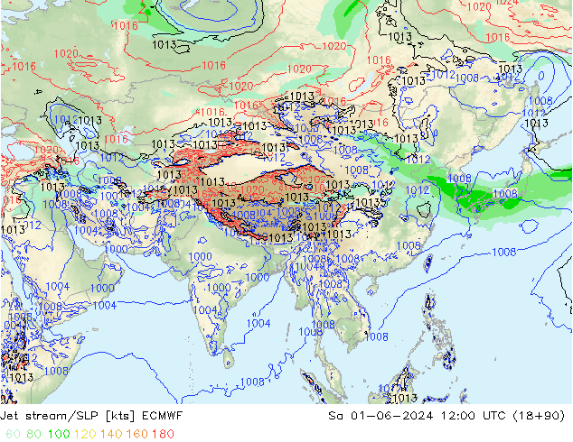 Corriente en chorro ECMWF sáb 01.06.2024 12 UTC