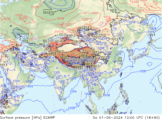 Luchtdruk (Grond) ECMWF za 01.06.2024 12 UTC